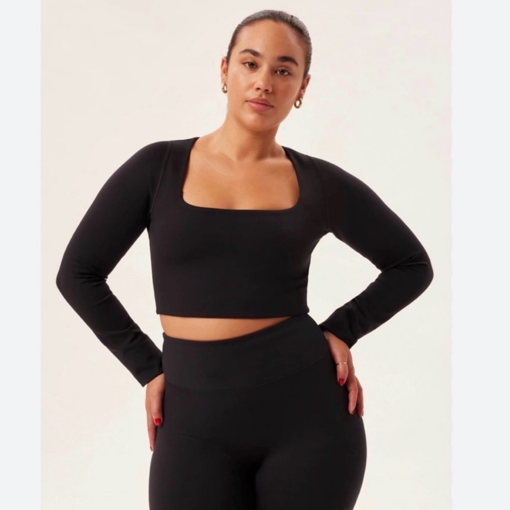 Girlfriend Collective Kinsley Long Sleeve Top Black Size XXS NEW